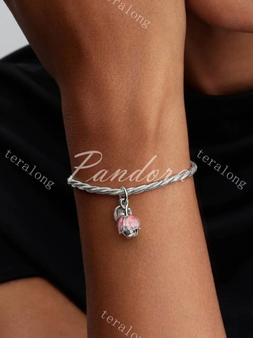 Pandora Two-Tone Blooming Flower Dangle Charm
